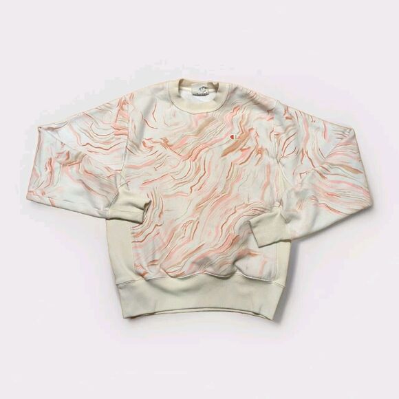 Champion Reverse Weave Sweatshirt Womens Small Marble Pebble White Pink Red - Picture 1 of 7